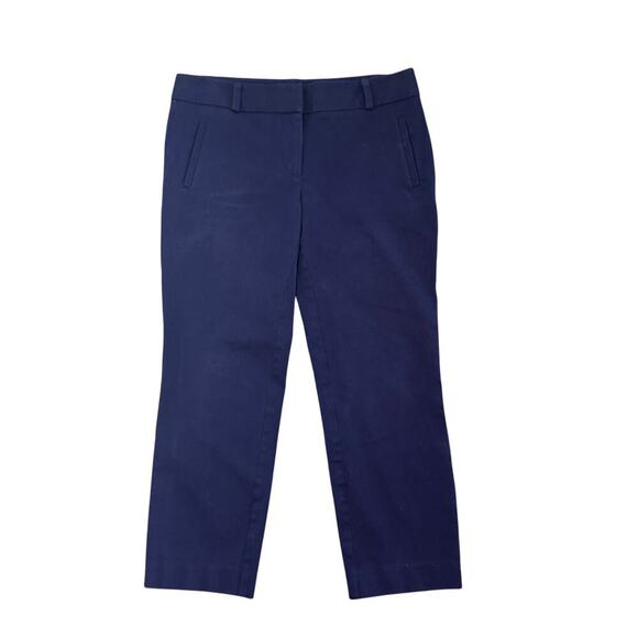 LOFT Navy Blue Ankle Cropped Flat Front Slim Chino Work Pants Women's Sz 4 - Picture 1 of 9